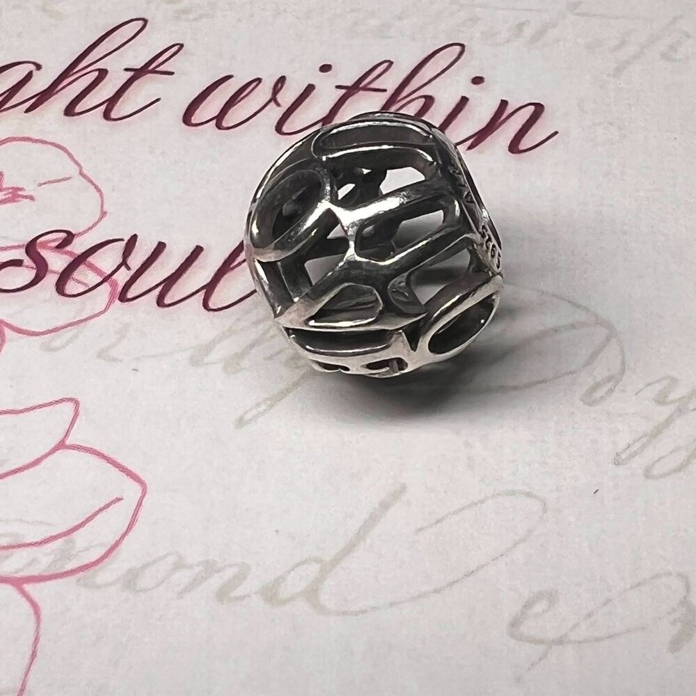 Authentic Pandora Openwork I Love You Script Charm #798678C00